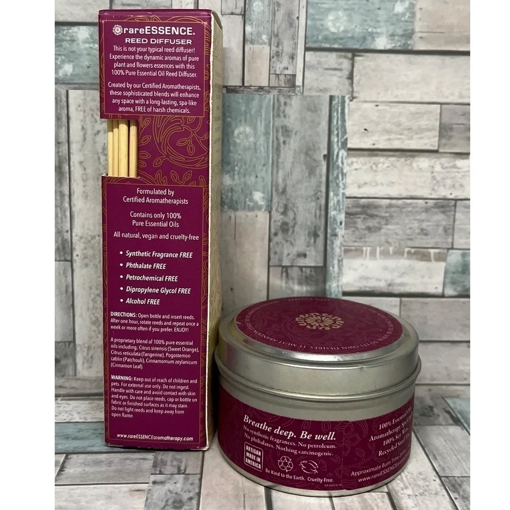 2pk RareEssence Aromatherapy Sm Reed Diffuser Candle Passion 100% Essential Oil